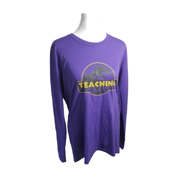 Port & Company Tops - NWOT PORT & COMPANY Purple Jurassic Park Dinosaur Teaching Shirt Sz. M